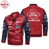 Ford LOGO racing suit color block pu leather jacket men's WRS rally Ford team bomber jacket 4