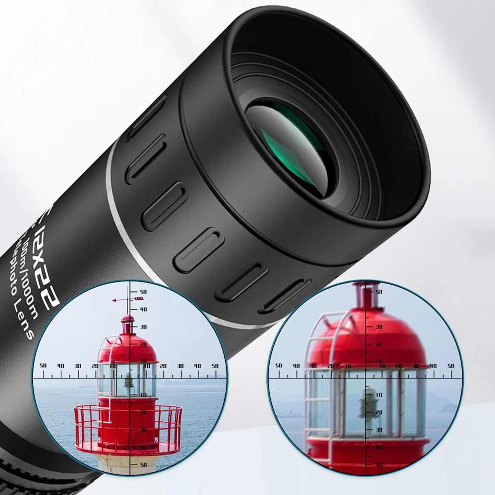 Outdoor Portable 12x Magnifying Telescope Monocular with Cross differentiation line for Hunting Golf Bird Watching Hiking Travel 2