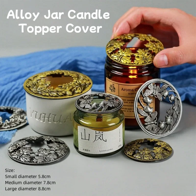Alloy Jar Candle Topper Carving Flower Heat Gathering Anti-Hanging Wall Burning Evenly Candle Cover Aromatherapy Accessories