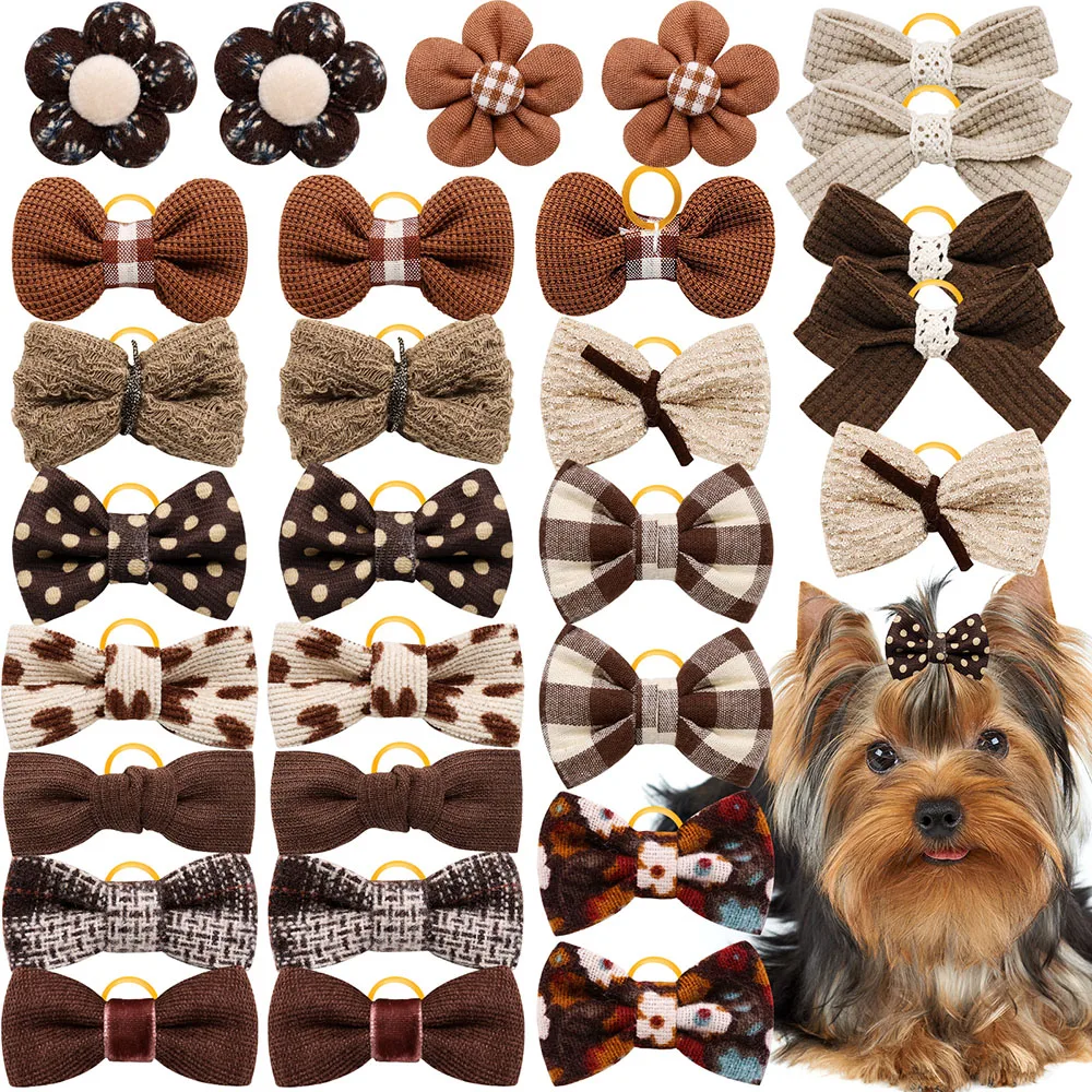 

10PCS Daily Dog Hair Bows Puppy Cat Bowknot Cute Grooming Dog Accessories Hair Bows Rubber Bands for Small Dog Headwear