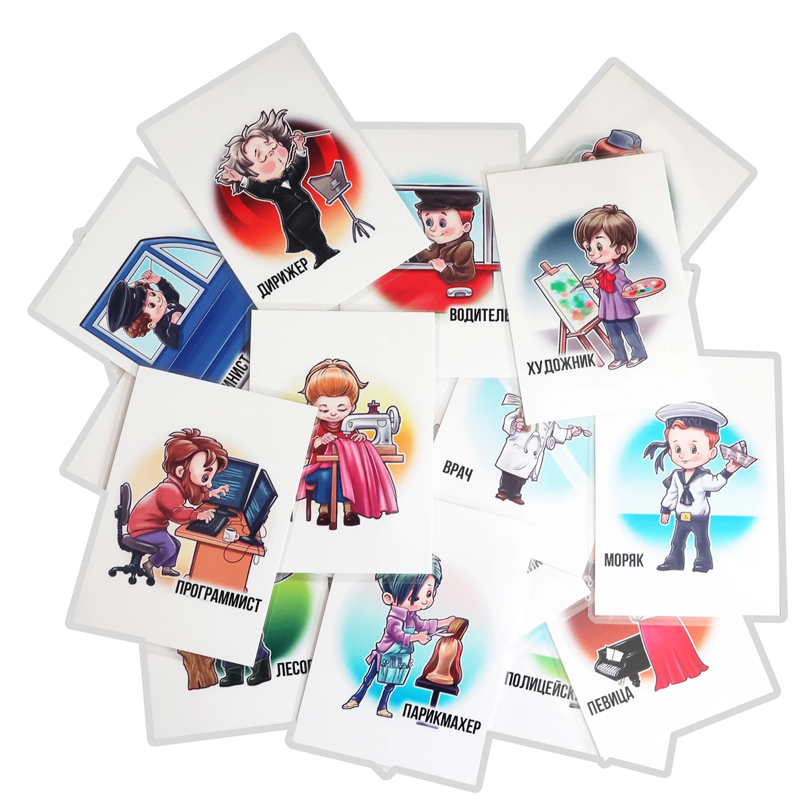Toddler Russian Job Profession Cards Child Cognition Learn Kindergarten Flashcards For Montessori Baby Early Educational toys 4