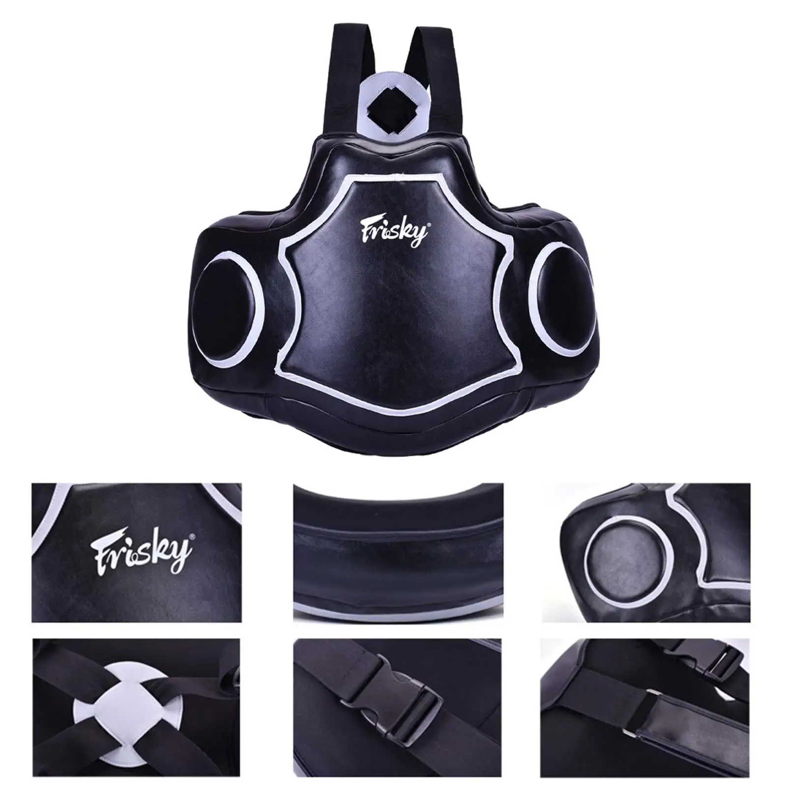 Boxing Body Protector, Body Guard, PU Leather Adult Professional Chest Protector, Boxing Protective Gear for Sanda