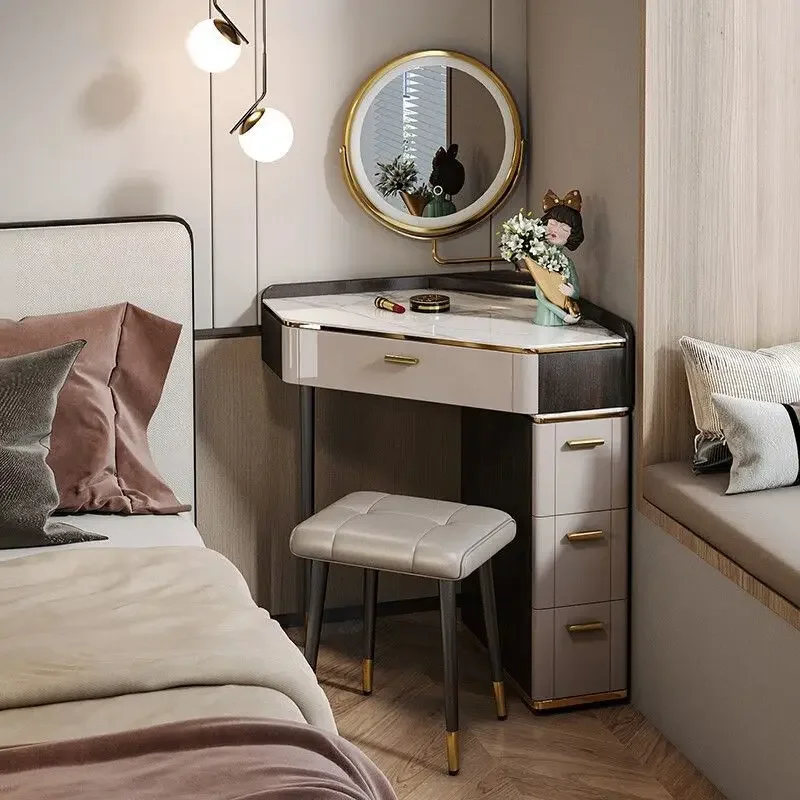 

Dressing table, bucket cabinet, integrated storage, corner cream style household bedroom, modern and minimalist small unit