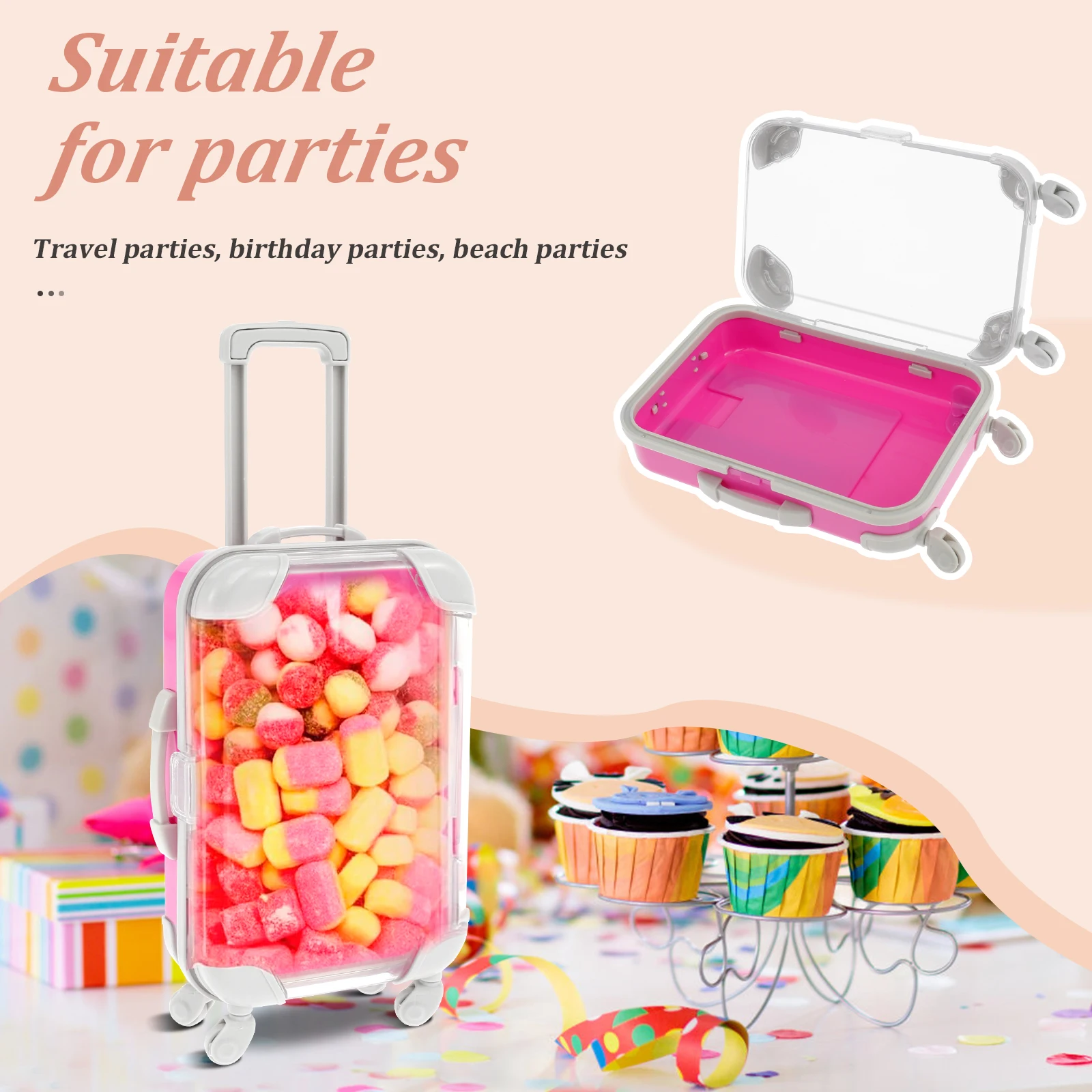 12Pcs False Eyelashes Packaging Empty Box Mini Suitcase Candy Boxes Colorful Clear Mini Trolley Case Packaging Box