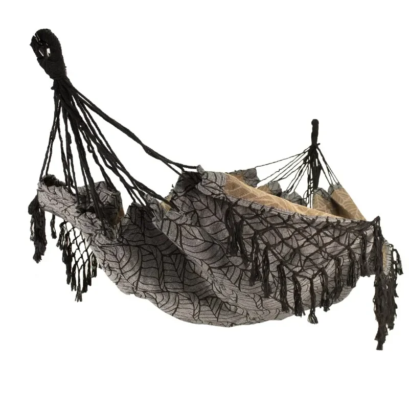 

Hammock - Black and Gray Leaf Print, Size 81" L x 59" W