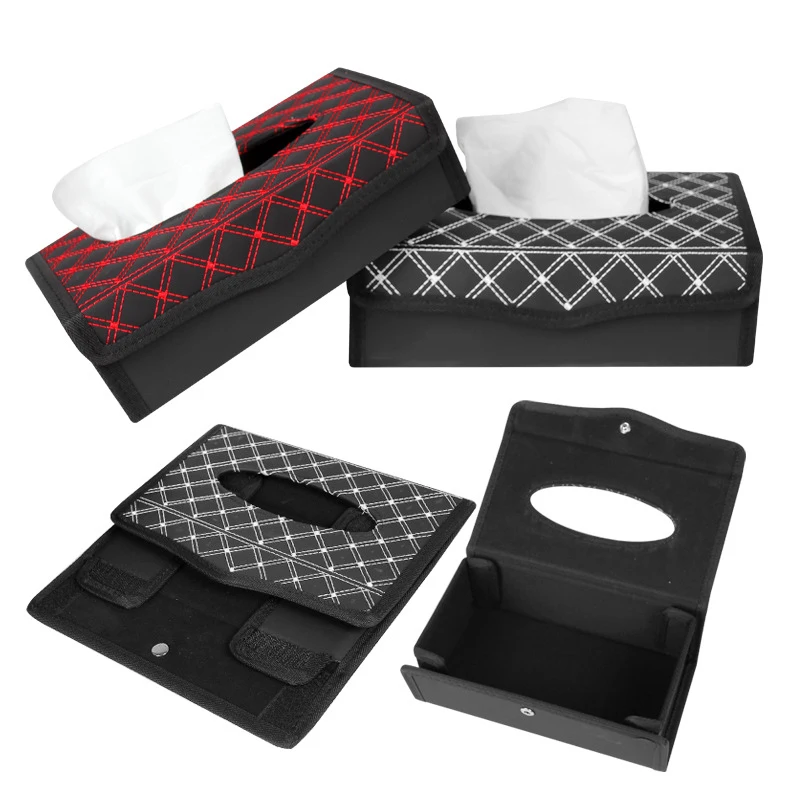

1 Pc Universal Multifunction Artificial Leather Folding Creative Car Tissue Box Auto Paper Towels Holder Car Interior Accessory