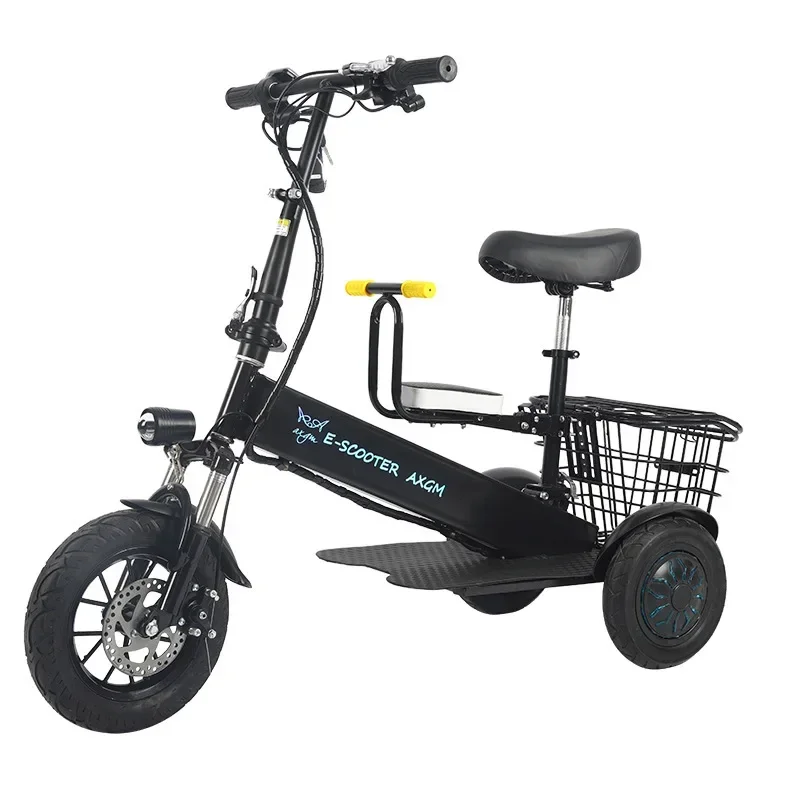 New lightweight lithium battery car electric small tricycle scooter folding car adult pick-up and drop-off children electric