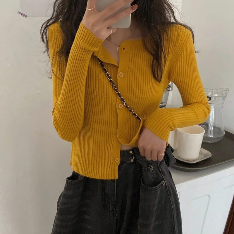 Long Sleeve Chic Korean Button Up Fashion Cardigan Women Casual