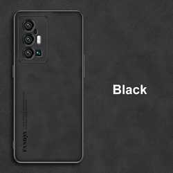 Luxury PU Leather Business Silicone Phone Case Cover for Vivo X60 Pro Plus (Black)
