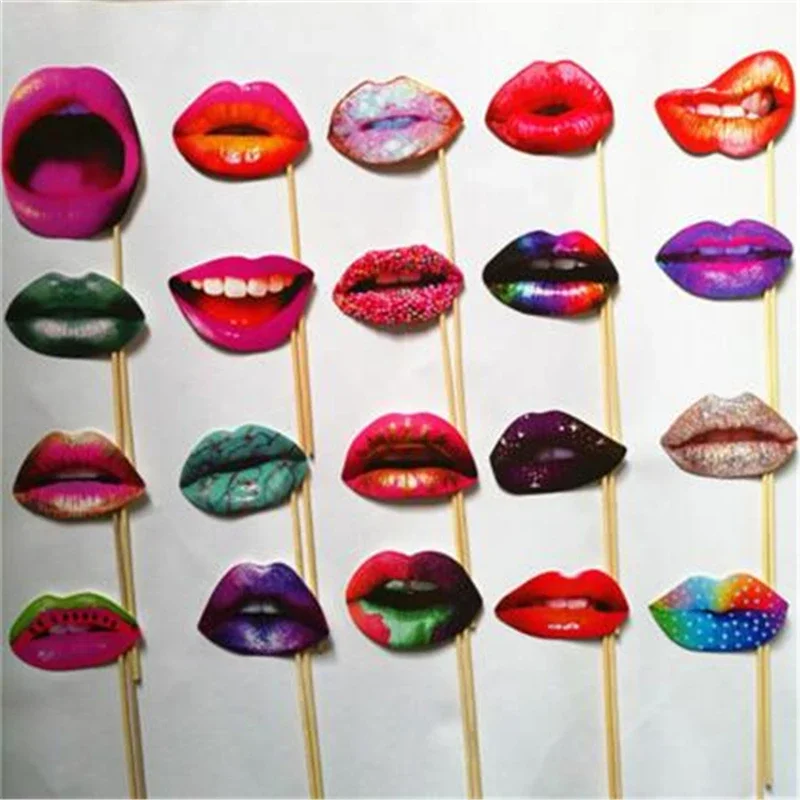20Pcs/Set Adult Funny Lip Mouth DIY Photobooth Props Wedding Decoration DIY Photo Booth Birthday Party Wedding Decorations handheld photo props pirate party decorations wedding photo backdrop