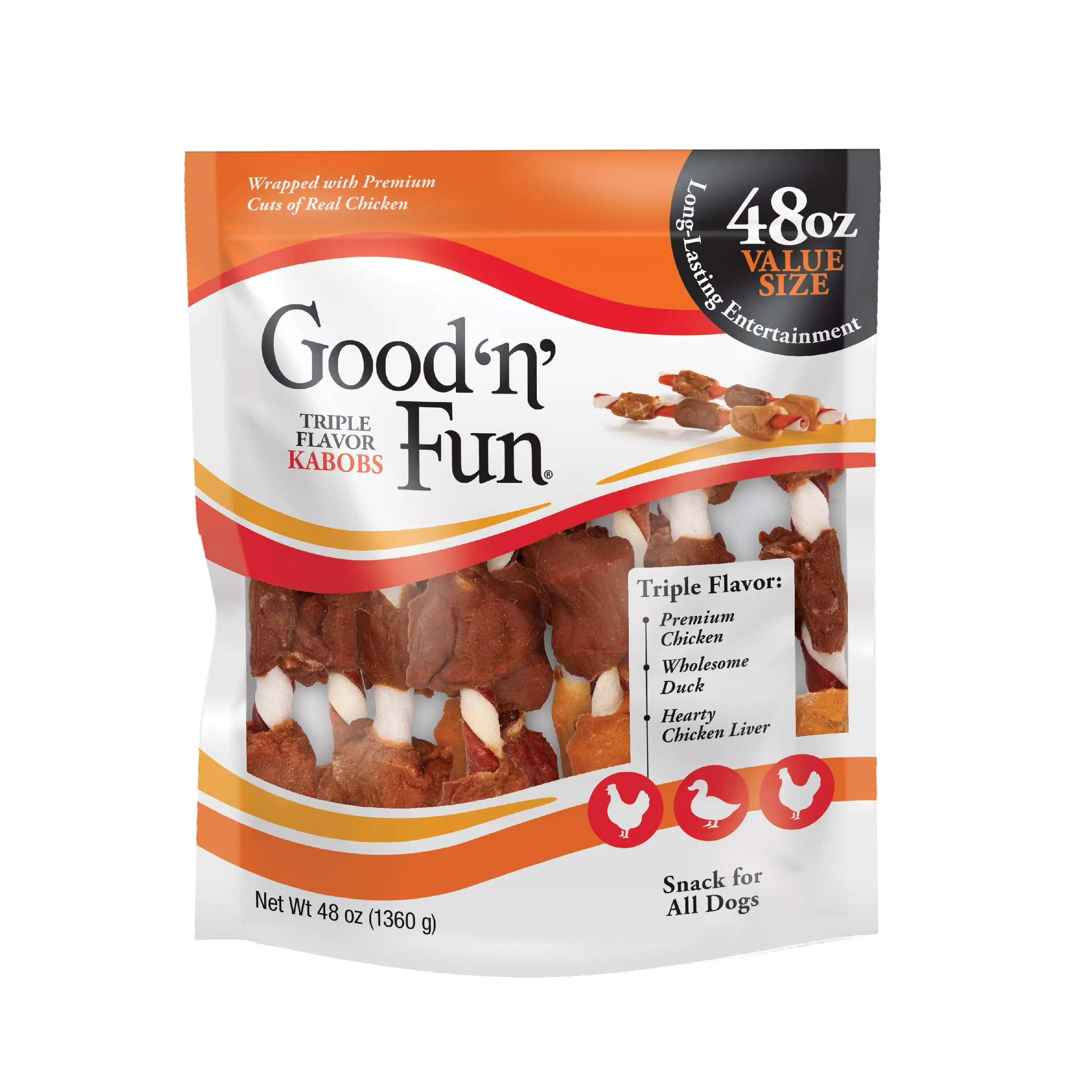 

Good 'n' Fun Triple Flavor Kabobs, Rawhide Chews for All Dogs, 72 Count