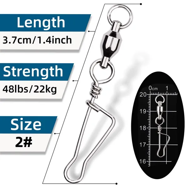 20 teile/beutel Rolling Barrel Angeln Wirbel T Form Schöne Snap Köder Stecker Angelgerät Salzwasser Emerillon Peche Pesca – Detail 6