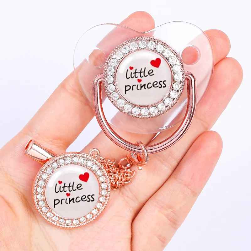 Pacifier Clip Pacifier Chain Newborn Baby Pacifier Clips Transparent Bling Silicone Nipple Infant Pacifiers Holder Teether BPA Free Baby Shower Gifts