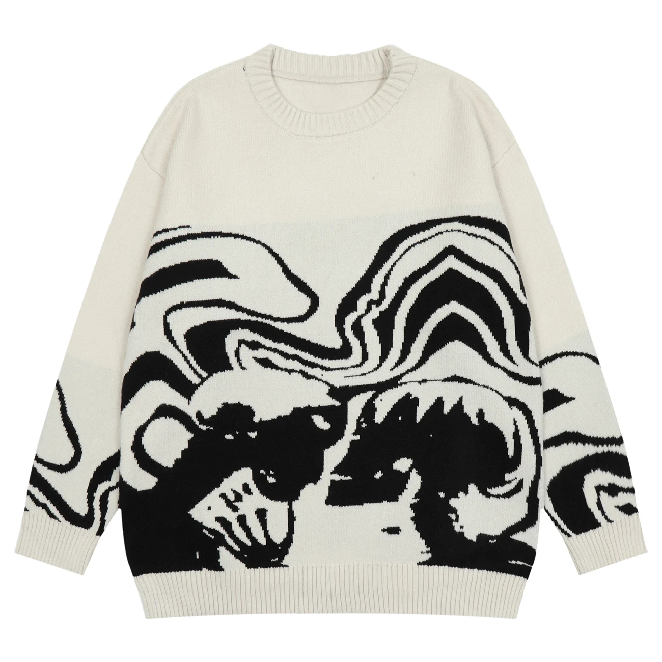 

LACIBLE Autumn Winter Portrait Jacquard Sweater 2022 New Fashion Vintage Slim Fit Pullover Men Women Loose Warm Hip Hop Sweater