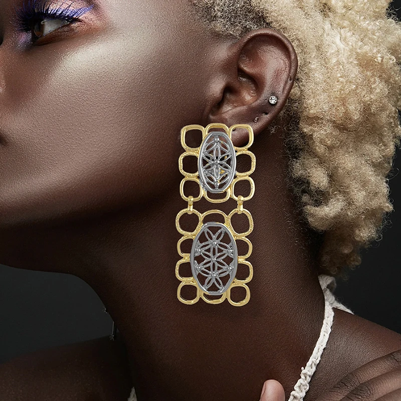 Geometrische Form Tropfen Ohrringe Gold Farbe Frauen große Ohrringe Modeschmuck Hochzeits feier Zubehör Trend