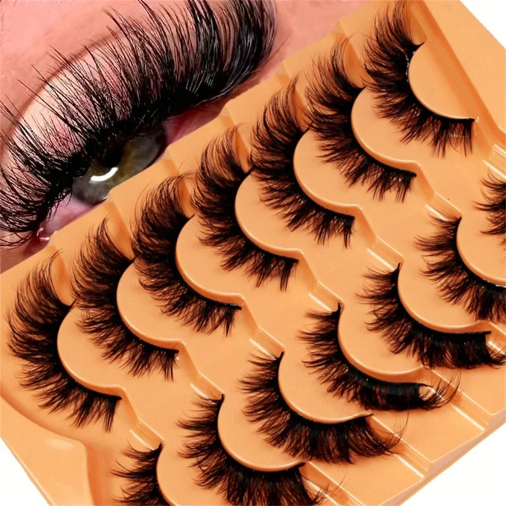 7 Paar Katzenaugen-Wimpern, Augenwinkelverlängernd, Schlanke, geschwungene, flauschige falsche Wimpern