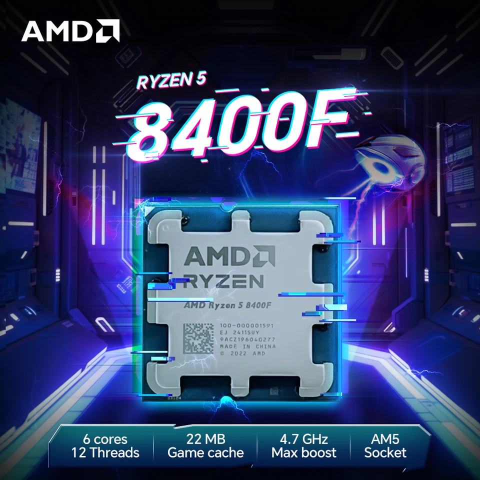 New AMD R5 8400F Ryzen 5 8400F 6 Cores 12 Threads 4.2GHz Desktop