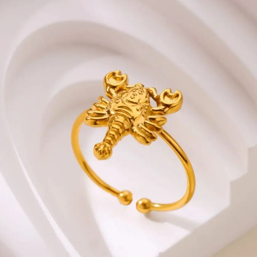 Punk Scorpion Rings For Women 18K Gold Plated Stainless Steel