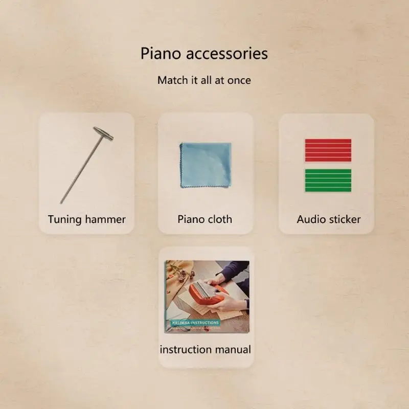 831C 17 Keys Thumb Piano with Tuning Mallet, Kalimba Musical Instrument Finger Piano