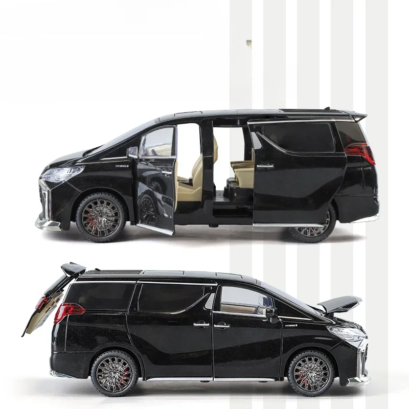 Alloy 1:24 Toyota Alphard MPV Car Model with Key Sound Light Diecast Toy Vehicle Kid Boy Collection Gift Miniature Voiture 5