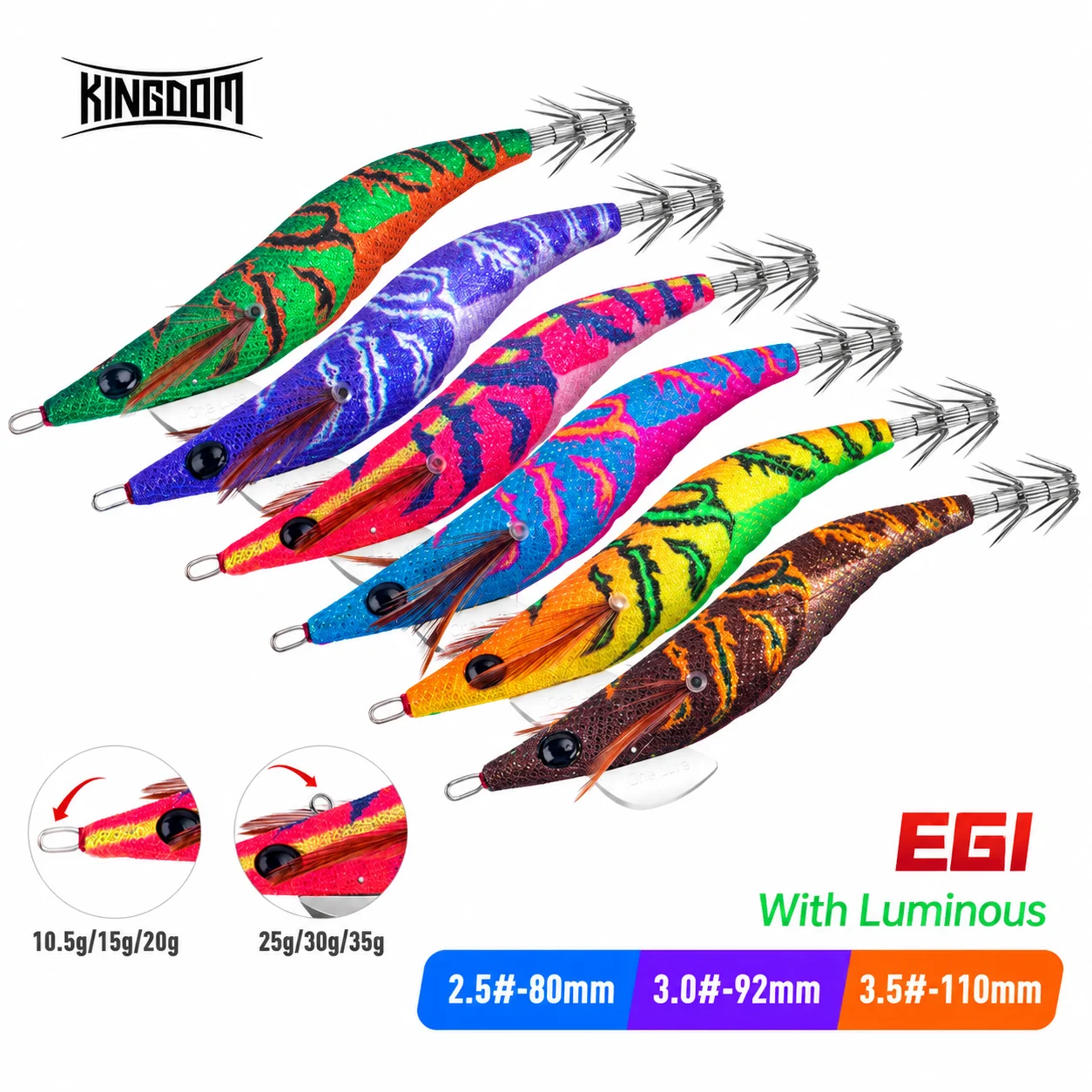 Kingdom EGI Jigs 2.5 # 3.0 # 3.5 # Künstliche Angeln Locken Hohe Qualität Tintenfisch Haken Jigging Harte Garnelen Köder Für Tintenfisch EGI