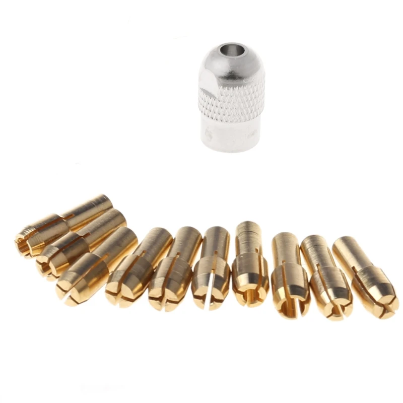 

10pcs Drill Chucks Bits Brass Collet Mini Drill Chuck for Dremel Rotary Tool 4.3mm Dia 0.5mm-3.2mm Power Tool Accessory