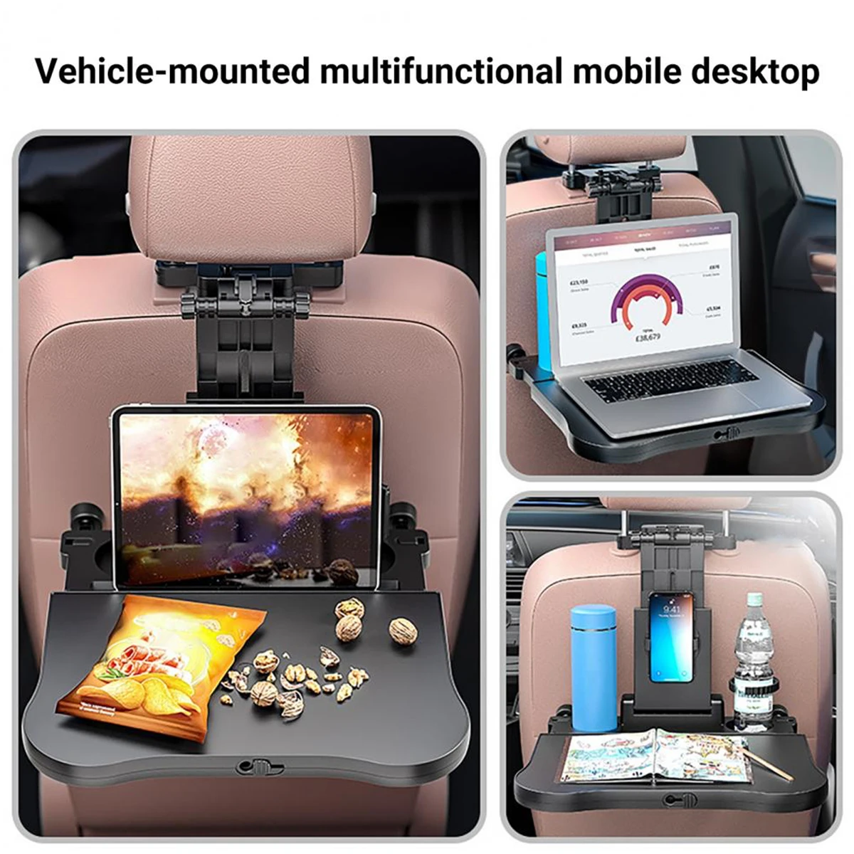 Car Backseat Tray Car Backseat Tray Table Drink Food Cup Holder Foldable Seat Back Laptop Desk Stable Stand Desk Auto Back Seat Organizer Vehicle