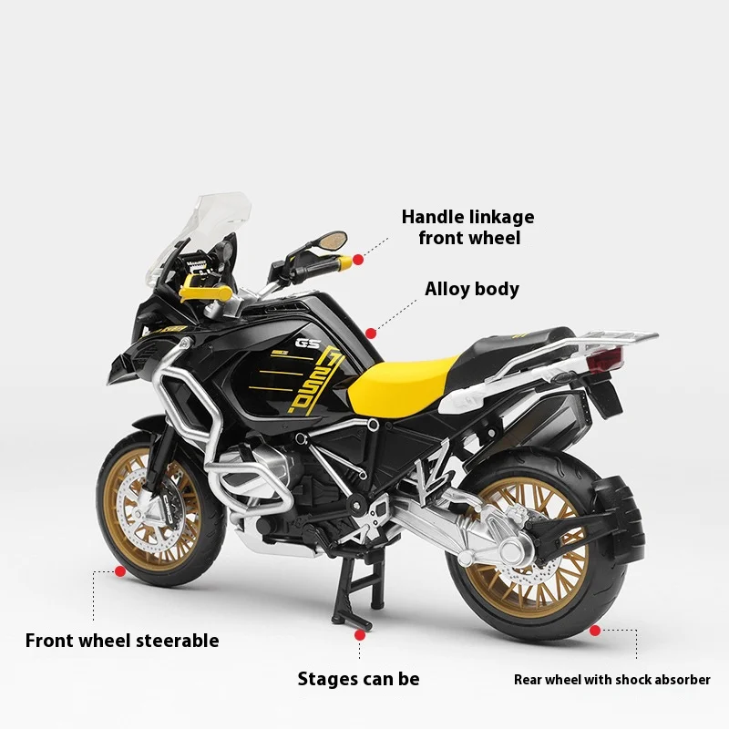 1:12 BMW R1250 GS 합금 다이캐스트 자동차 모터사이클 모델 장난감 선물 합금 모터사이클 모델 컬렉션 장식 취미 어린이용