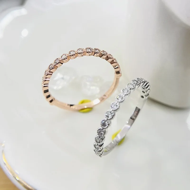 

DIWENFU Real 14K Rose Gold Jewelry Diamond Ring for Women Silver 925 Jewelry Gemstone Anillos De Wedding Bands Bizuteria Rings