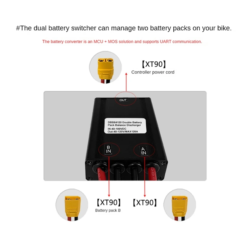 Mountain Bike Lithium Battery Modification Replacement Accessories 40V-100V 120A High-Power Dual Battery Module XT90