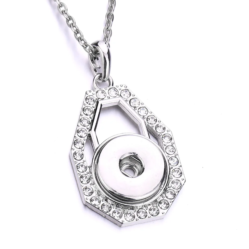 10pcs New Style Metal Crystal Flower Snap Button Pendant Necklace Fit 18MM Snap Buttons Jewelry For Women