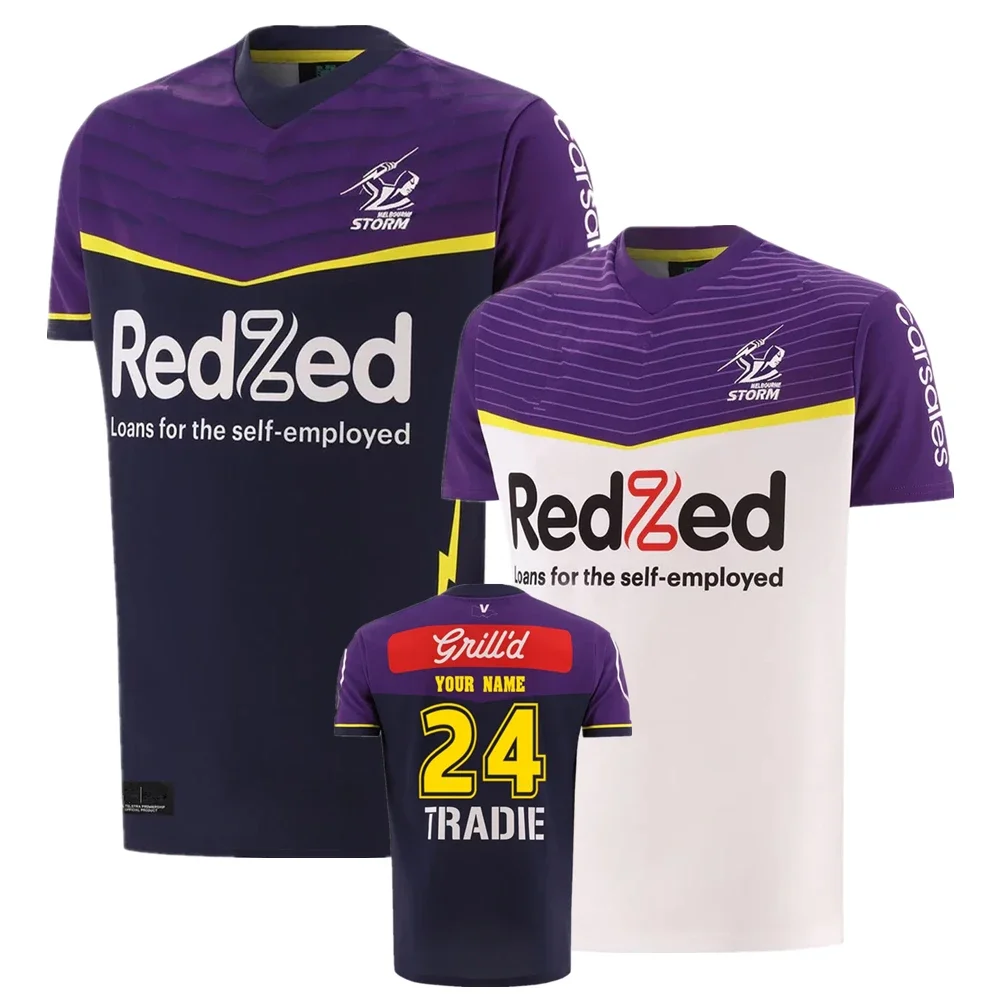 LANGMAO Melbourne Storms Rugby Jersey Australia Melbourne Rugby Shirt T-Shirt Name And Number