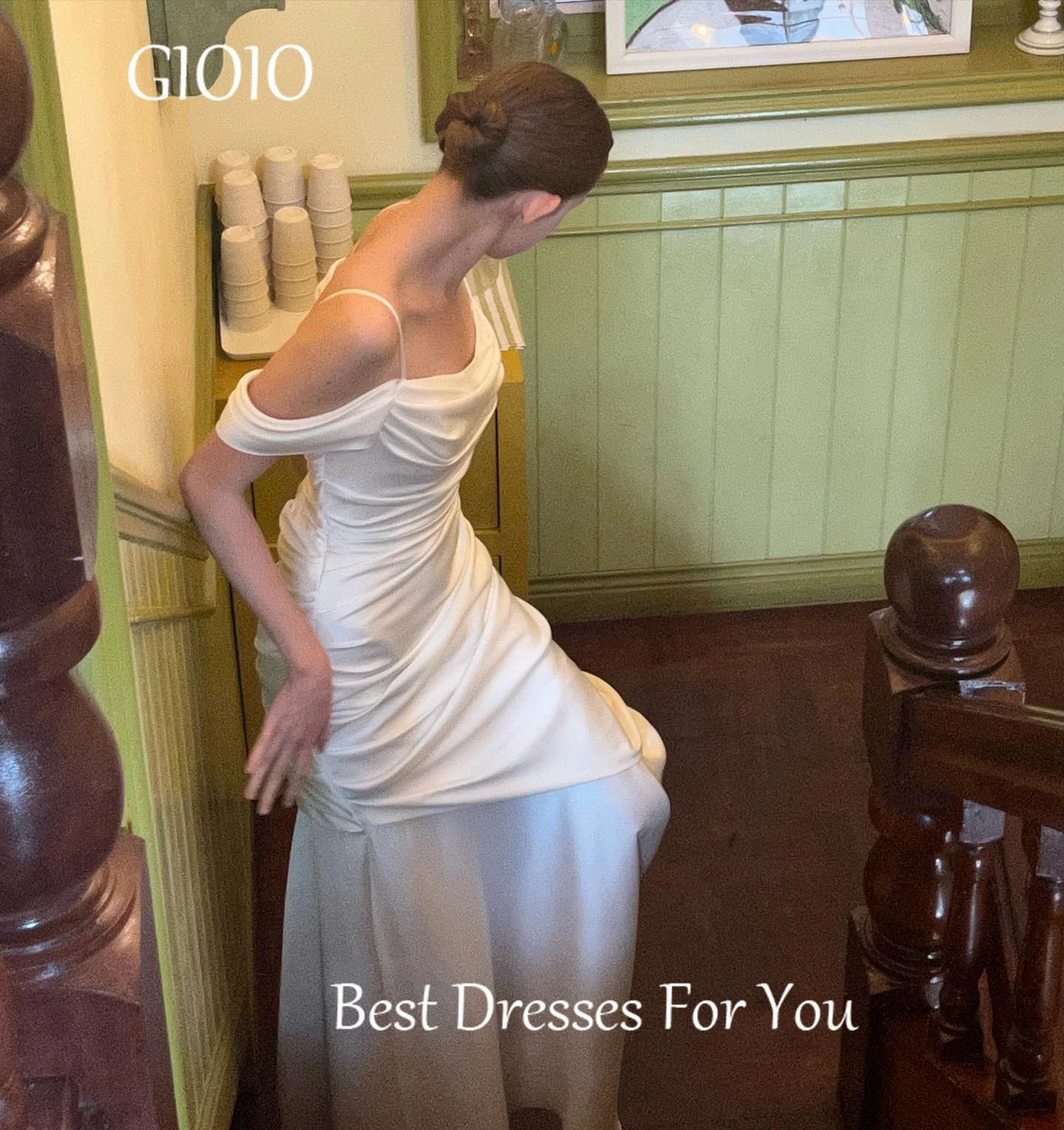 GIOIO Sweetheart Formal Wedding Dresses Korea White Pleat Short Sleeves 프롬드레스 Elegant Bride Gown Party Women