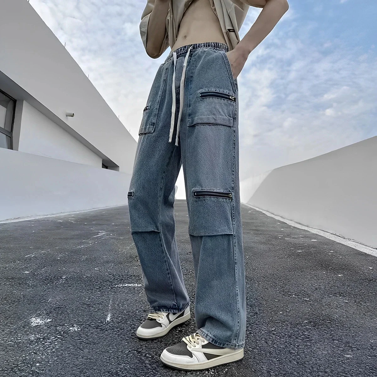 

Spring 2024 American High Street Retro Hong Kong Style Men's Jeans Work Fashion Versatile Sports Casual Pants K6002P55