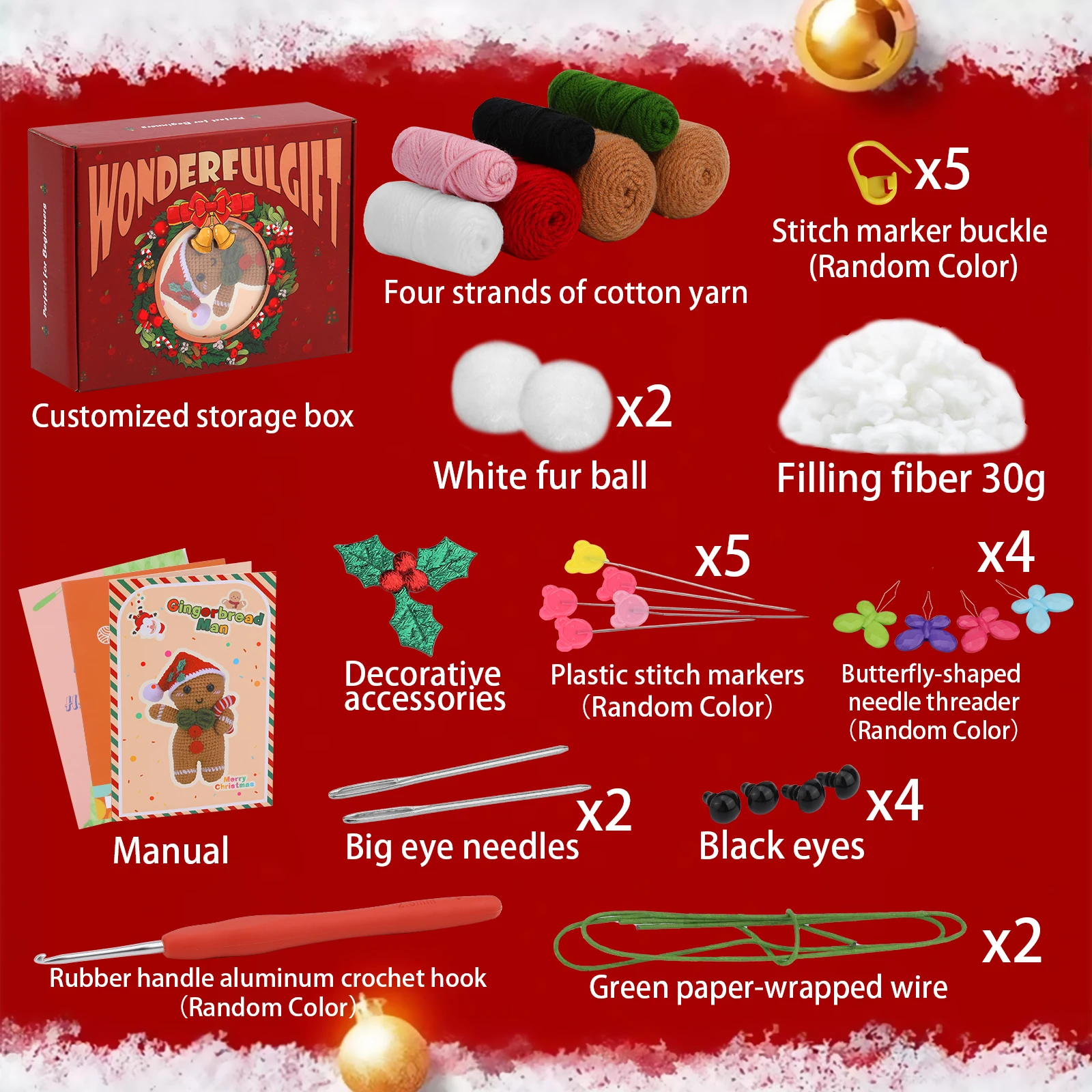 Crochet Kit for Beginners Knitting Kit with Yarn Crochet Starter Easy Christmas Wreath for Adults Beginners