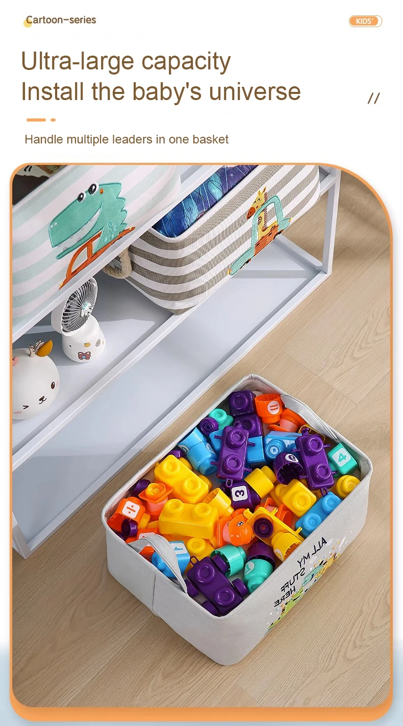 Description Picture 5 of itemFolding Storage Basket Linen Storage Fabric Wardrobe Office Bedroom Closet Toys Laundry Basket With Handle Storage Organizer new