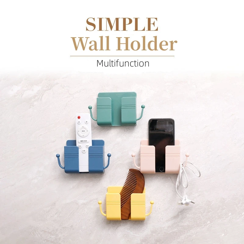 

Punch Free Wall Mounted Car Mobile Phone Plug Charging Holder TV Remote Control Mounted Storage Box Organizer Bracket Home Tools