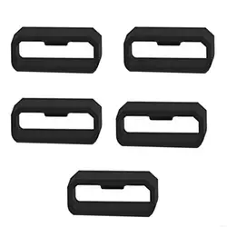 Black Silicone Watchband Strap Loop Rings - Set of 5 (26MM)