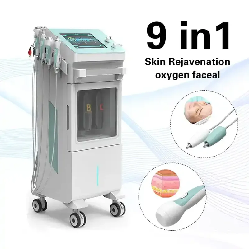 Hydra Oxygen Facial Dermabrasion 9 in 1 Water Peeling Machine Comprehensive Skin Care Professional Beauty Salon Spa Equipment
