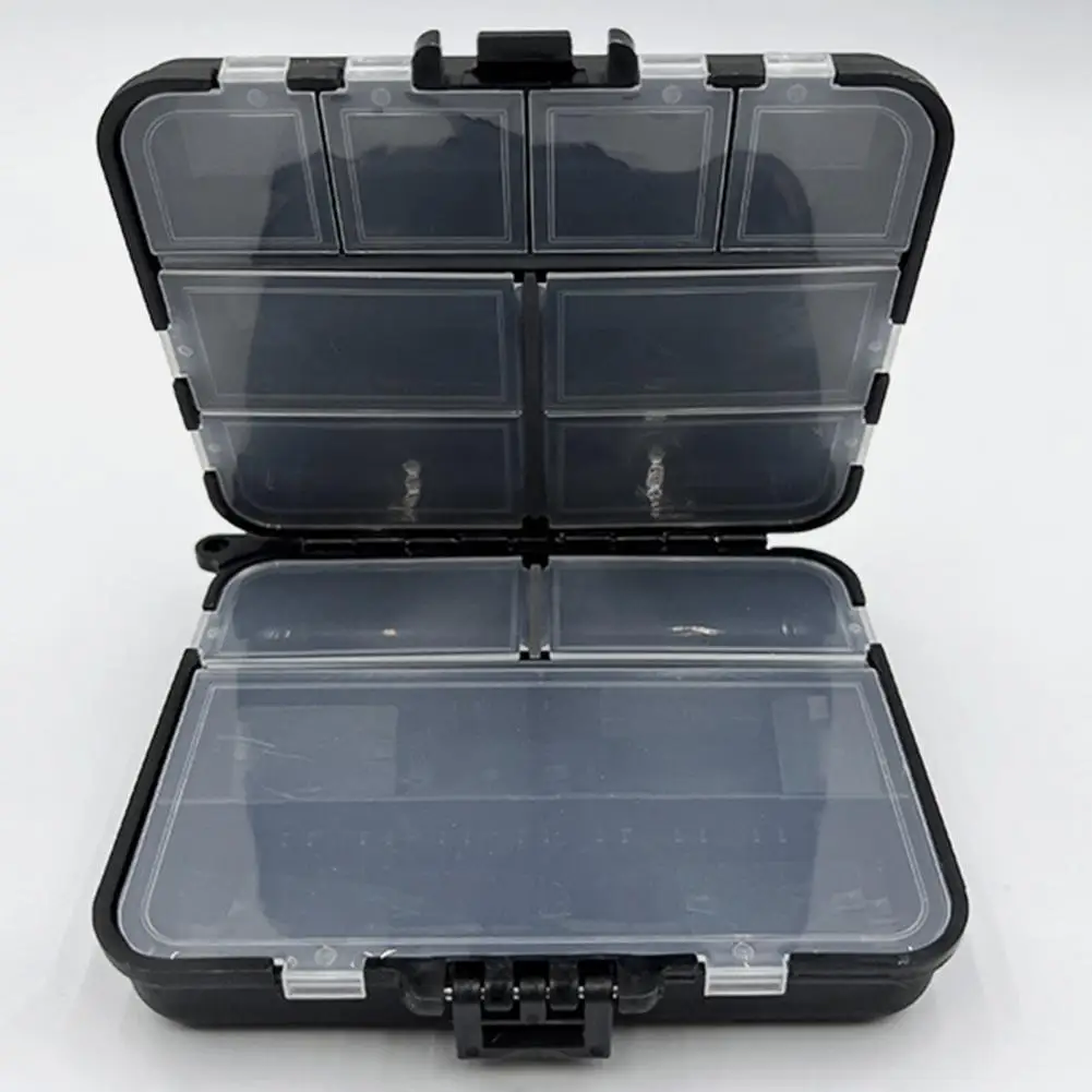 

Fishing Lure Container Double Layer Portable Fishing Lure Box with 12 Compartments for Bait Tools Gear Organization
