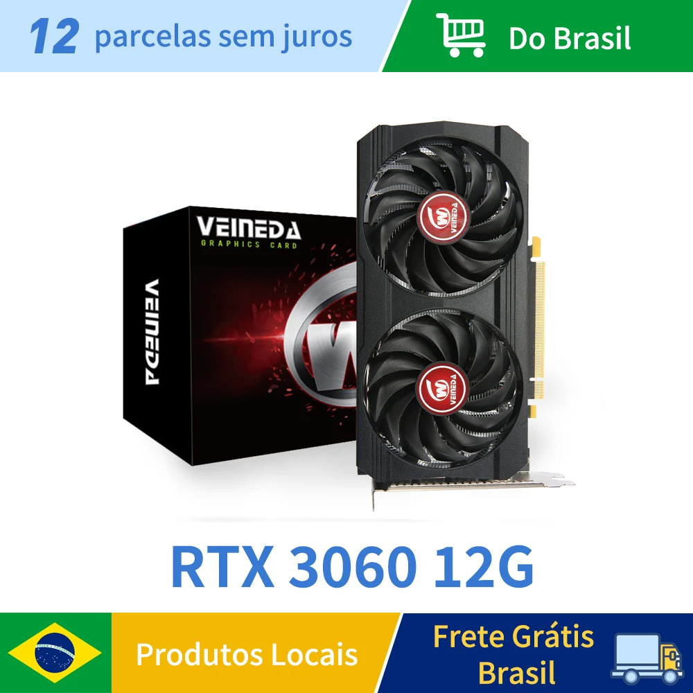 Veineda Rtx3060 Schede Grafiche Da 12Gb Scheda Video Da Gioco Gddr6, Rtx 3060 12Ggpu Computer Pc 192Bit Dp * 3 Pci Express X16 4.0 Desktop