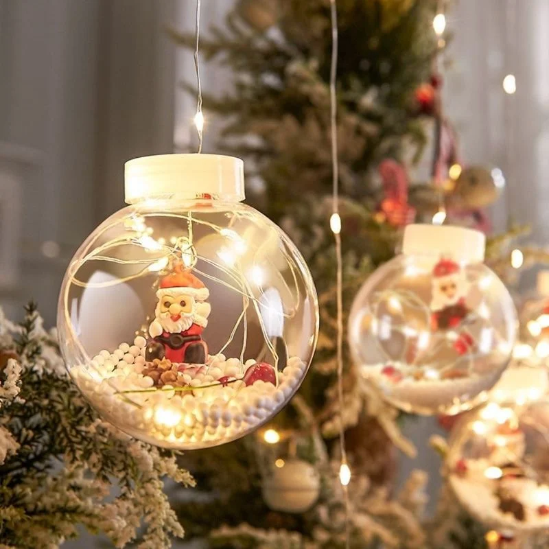 

New Year 2023 Christmas Ball Santa DIY Christmas Tree Decorations LED Lights Curtain Garden Decoration Navidad Xmas Ornaments
