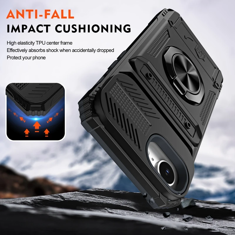 Shockproof Magnetic Car Holder Case with Card Slot – Ring Armor Back Cover