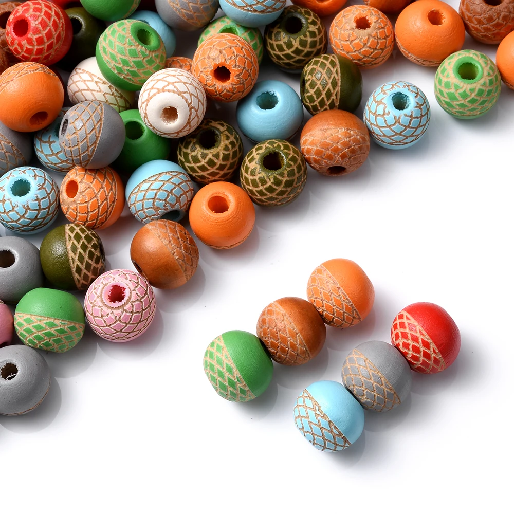 600 Pieces Round Wood Beads Unfinished Natural Wooden Loose Beads Spacer  Beads for Crafts (10mm, 12mm, 16mm) 