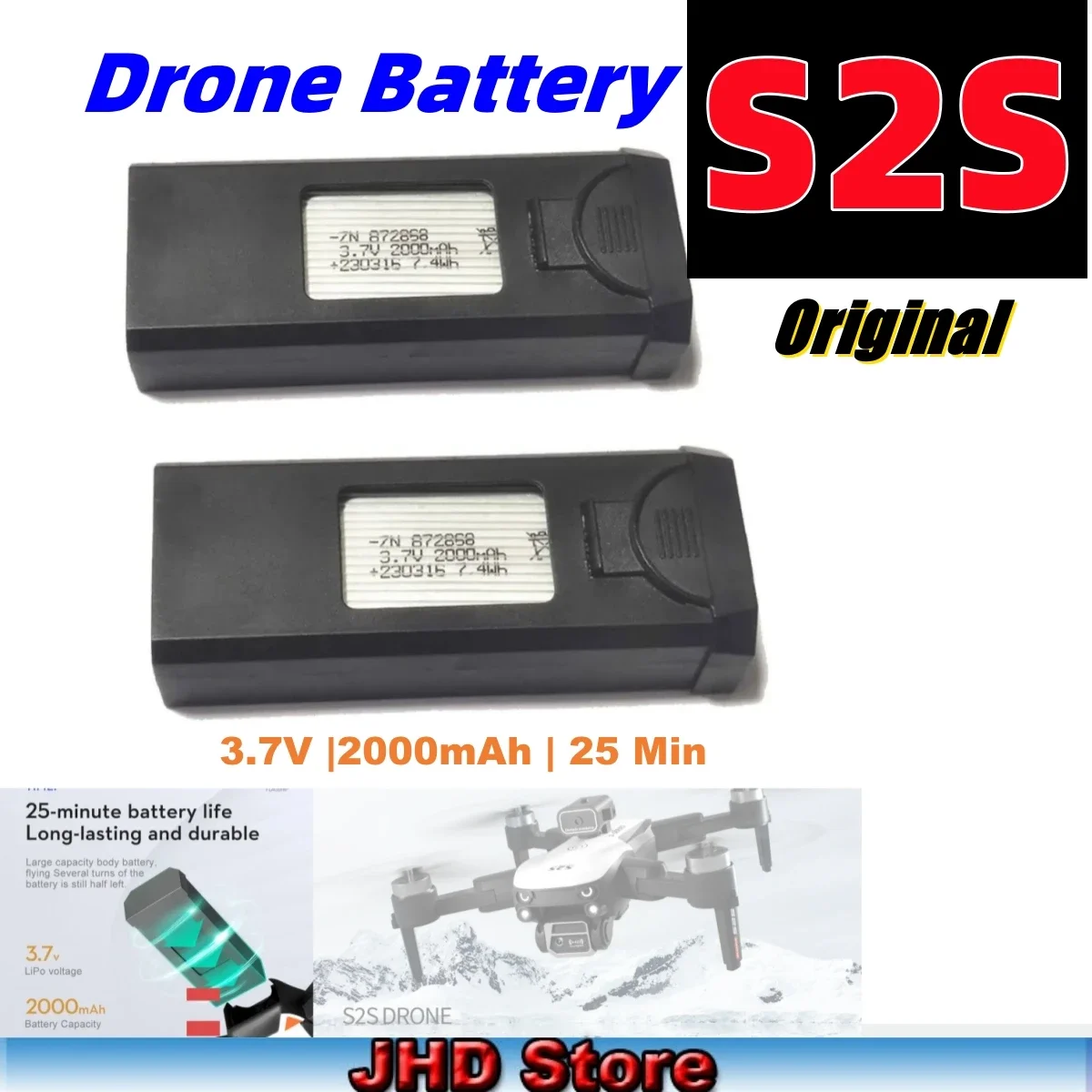 Batteria Per Drone 2000mAh 7.4V 25C Li-Po Con Spina Banana - Ricambio Per Syma X8 X8C X8SW E Modelli RC
