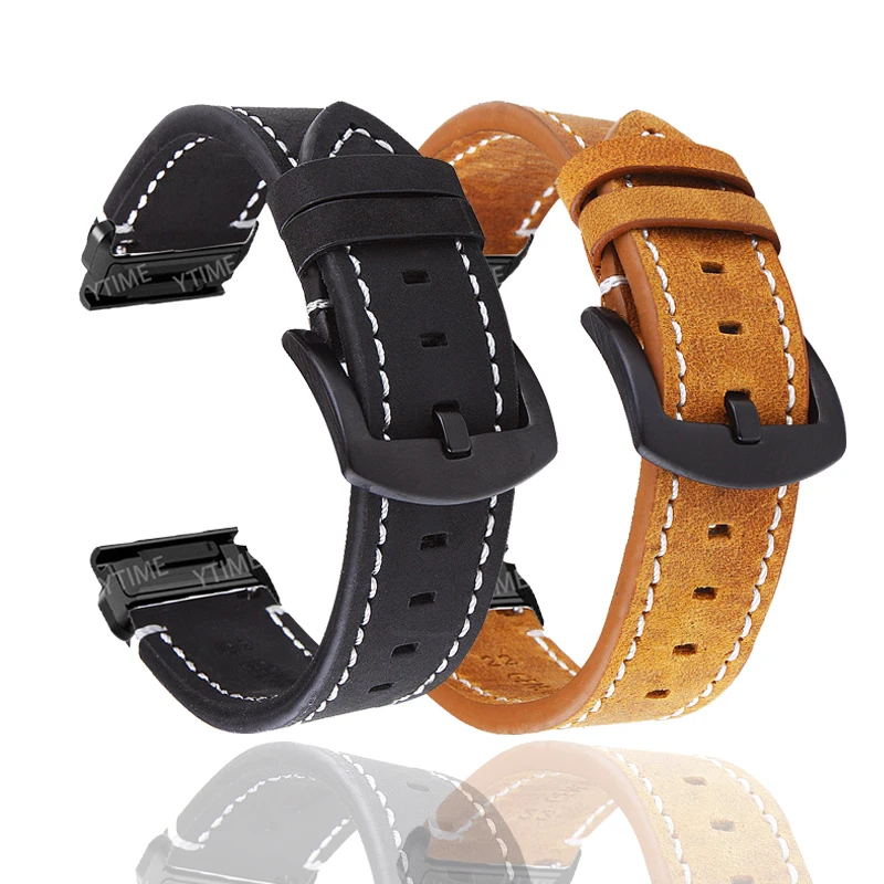 

26mm 22mm Genuine Leather Straps For Garmin Fenix 7X 7 6X 6 Pro 5X 5 3HR Watch Band Smartwatch Bracelet For Enudro 2/MARQ/Epix 2