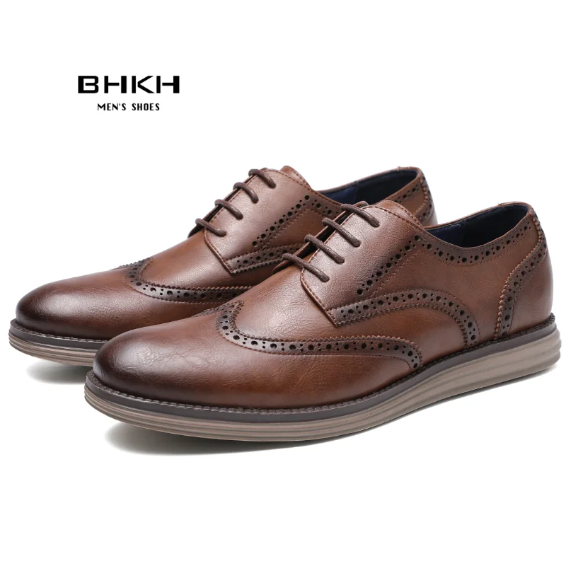 BHKH 2025 Genuine Leather Dress Shoes Comfy Men Casual Shoes