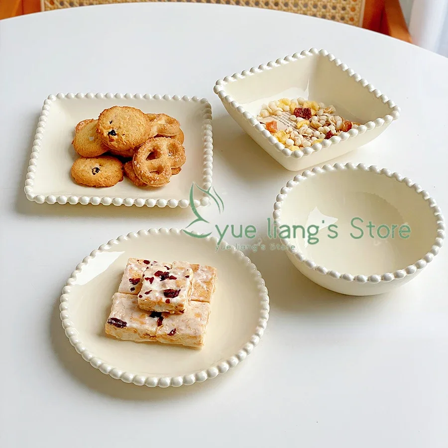 Porcelain Pearl Shaped Kitchen Tableware,Serving Plate,Rice Bowl,Dessert,Yogurt Bowls,Microwave,Oven,Dishwasher Safe