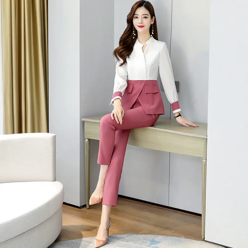 Two Piece Set Pants for Women Wear To Work Womens 2 Pant Sets Business Outfit Professional Office Cotton Trouser Suit Formal Xxl