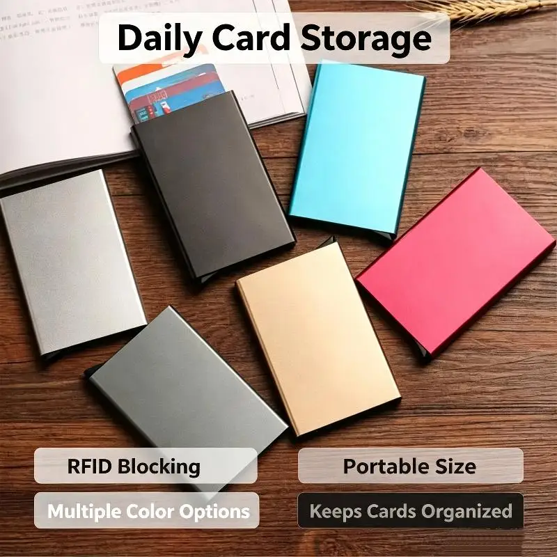 Sleek Minimalist Metal Wallet - Slim Black Card Holder